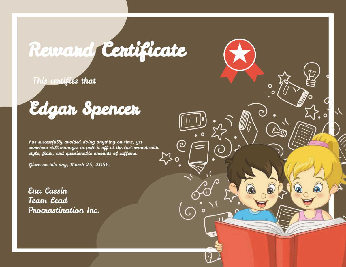 Funny Aesthetic Reward Certificate Template