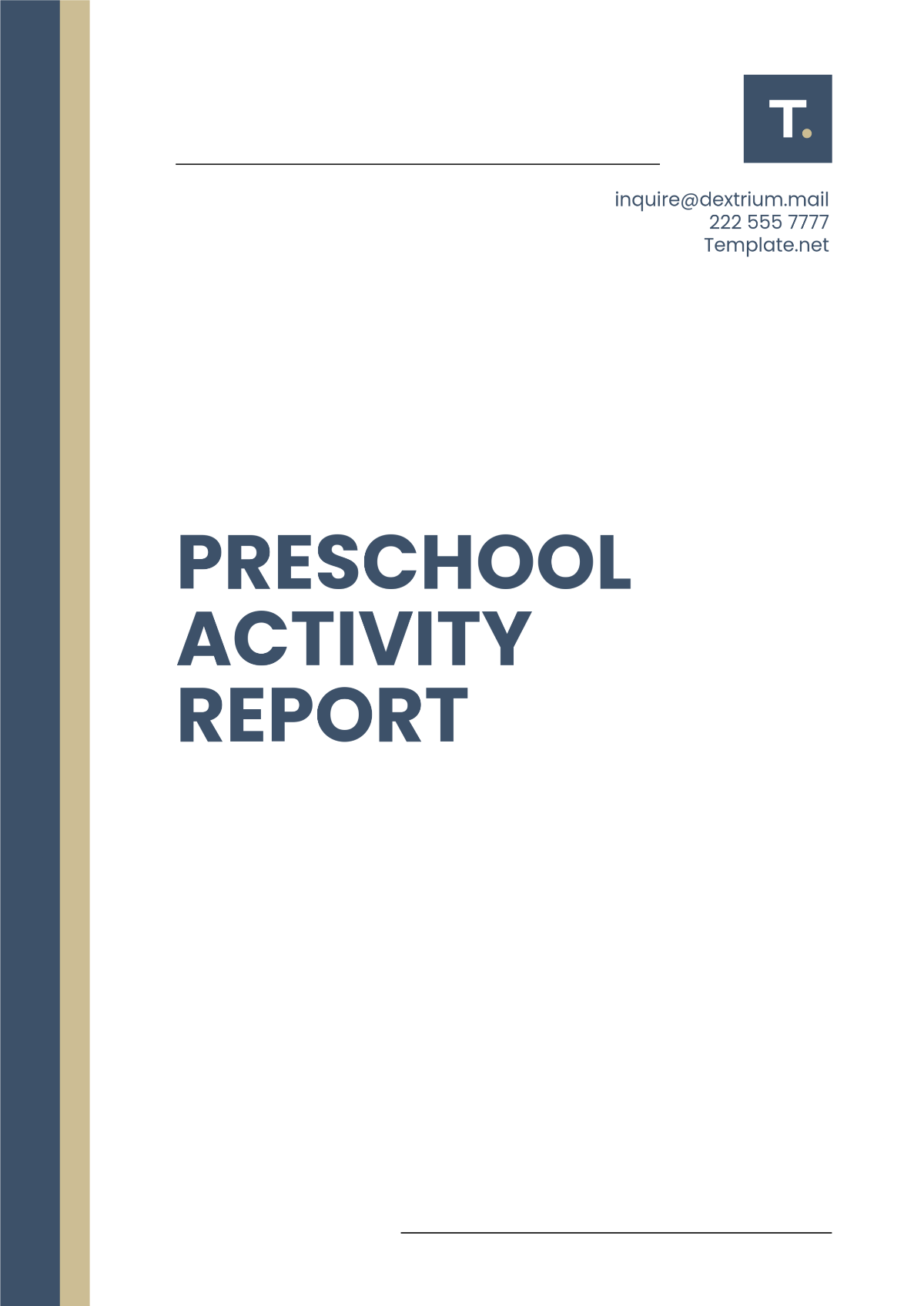 Simple Preschool Activity Report Template - Edit Online & Download