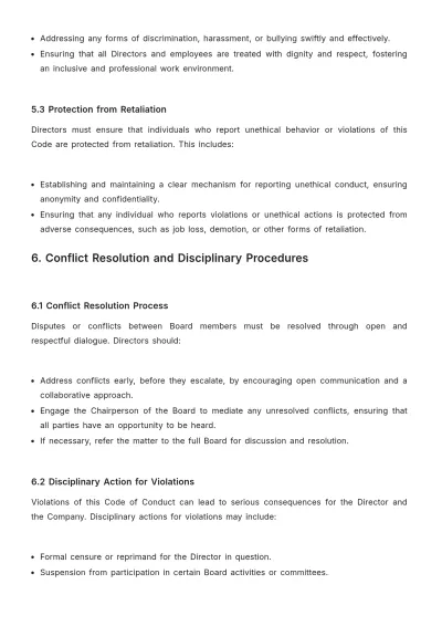 Free Board of Director Code of Conduct Template to Edit Online