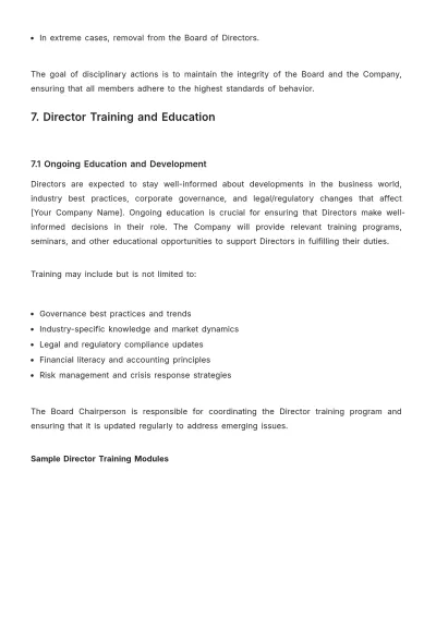 Free Board of Director Code of Conduct Template to Edit Online
