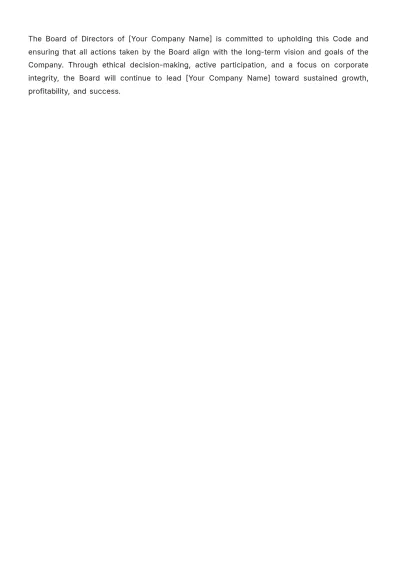 Free Board of Director Code of Conduct Template to Edit Online