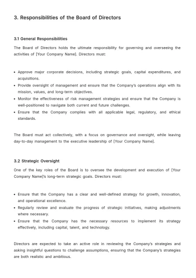 Free Board of Director Code of Conduct Template to Edit Online