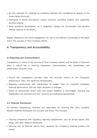 Free Board of Director Code of Conduct Template to Edit Online
