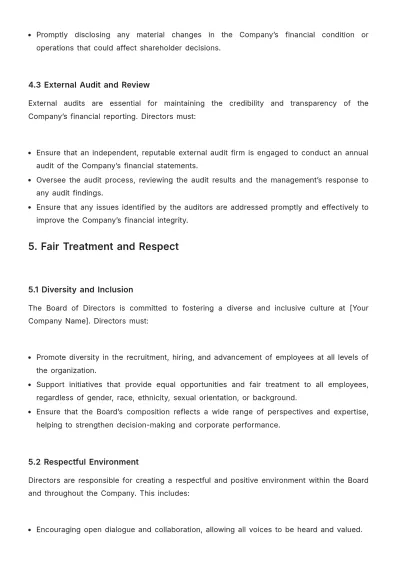 Free Board of Director Code of Conduct Template to Edit Online