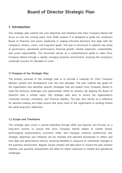 Free Board of Director Strategic Plan Template to Edit Online