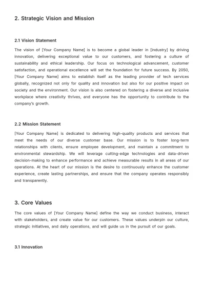 Free Board of Director Strategic Plan Template to Edit Online