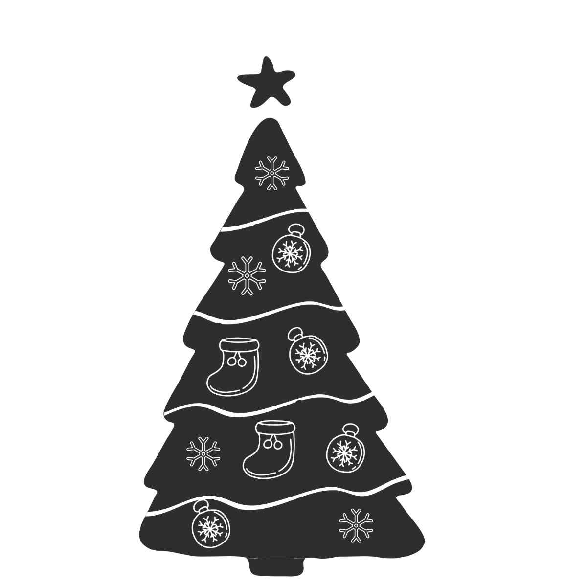 Free Black and White Christmas Tree Clipart Template - Edit Online & Download