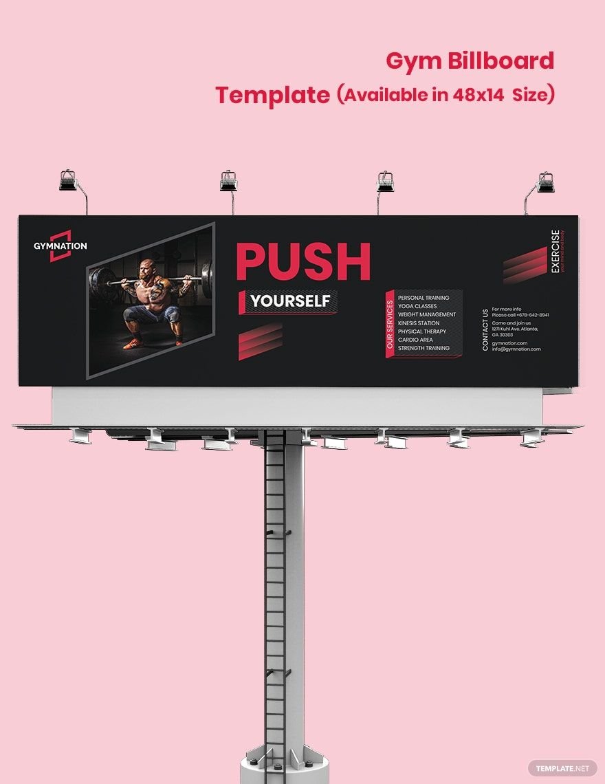 Gym Billboard Template in Illustrator, PSD, InDesign