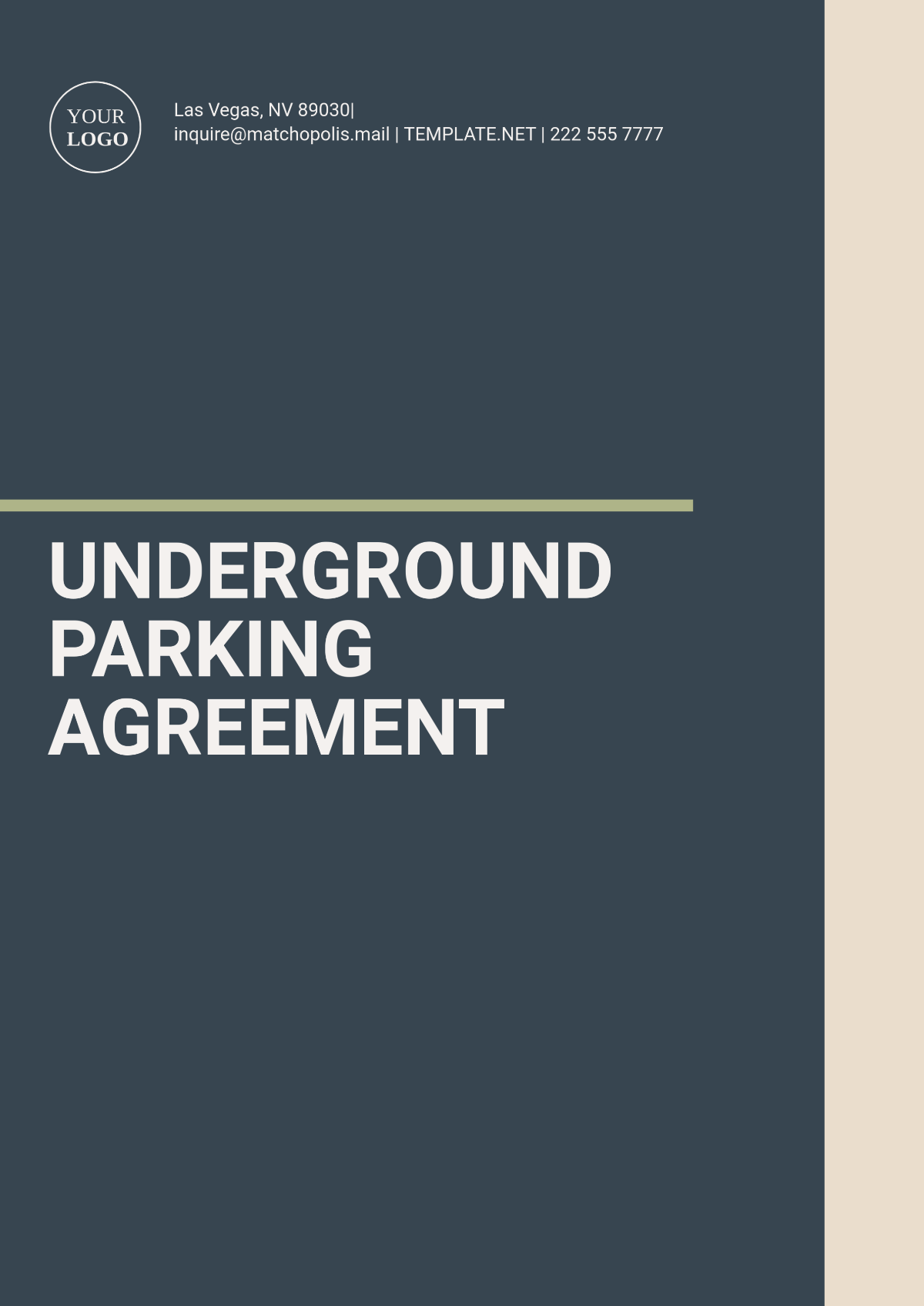 Underground Parking Agreement Template - Edit Online & Download