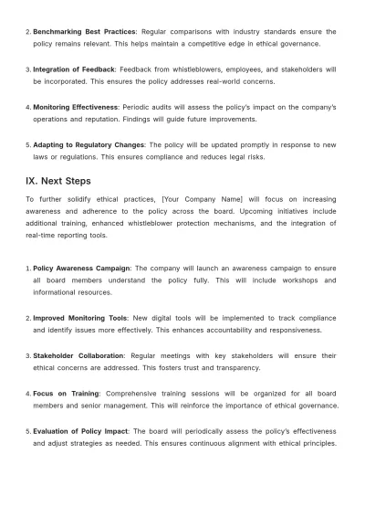 Free Board of Director Ethics Policy Template to Edit Online