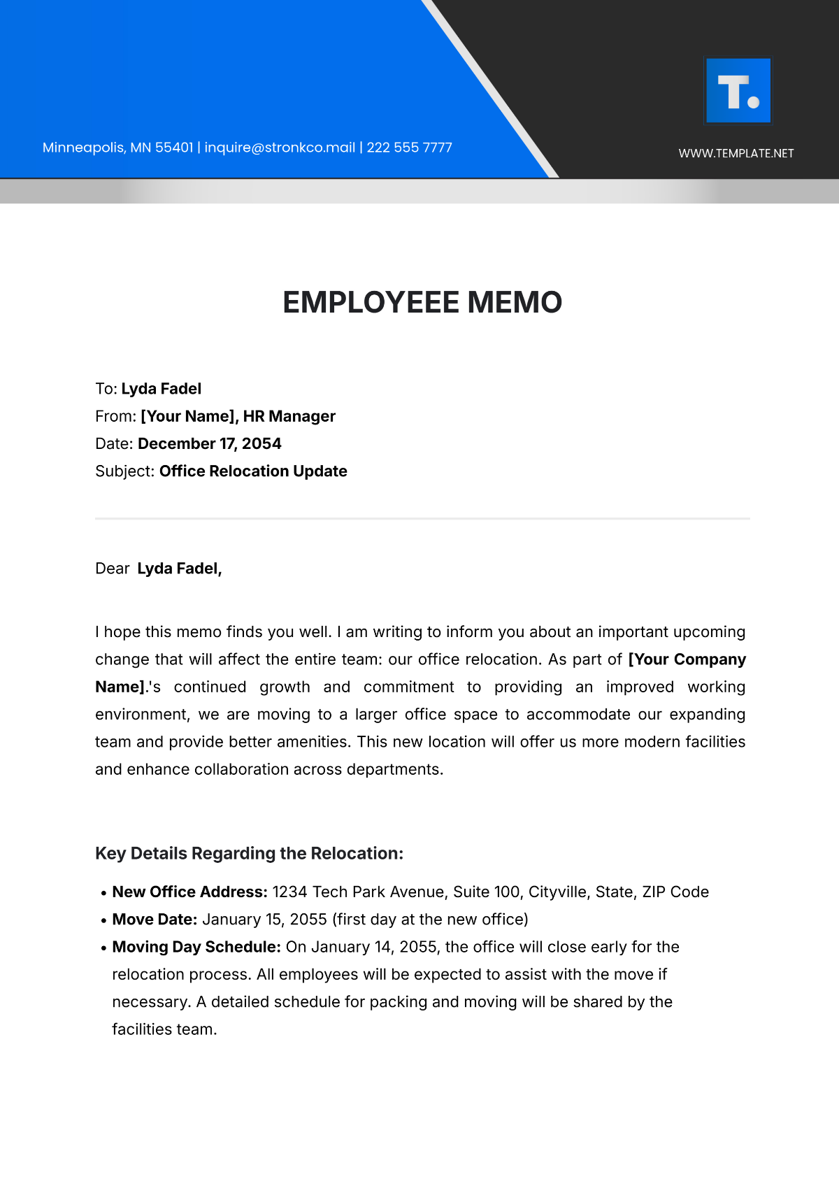 Free Employee Memo Template - Edit Online & Download | Template.net