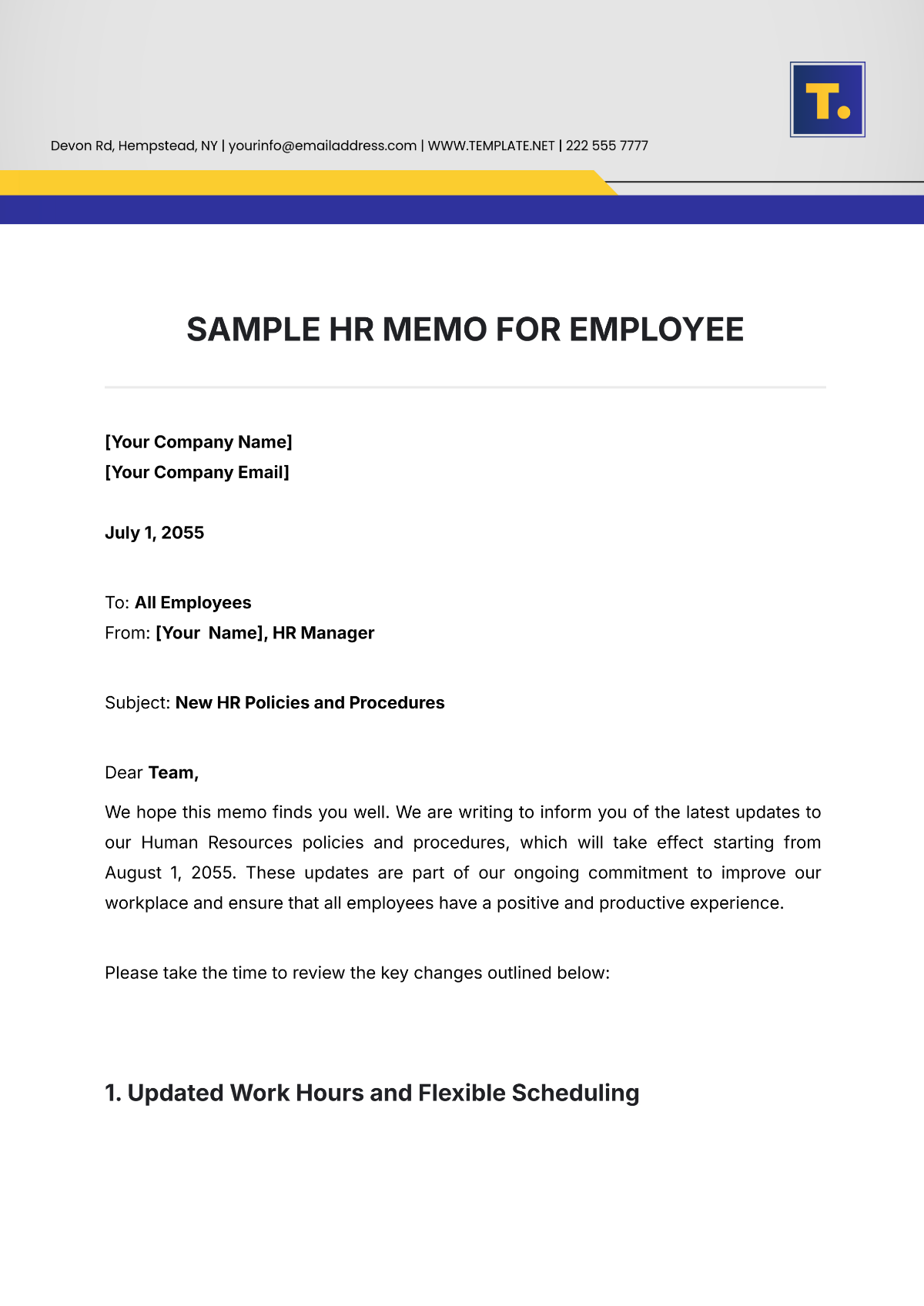 Sample HR Memo for Employee Template - Edit Online & Download