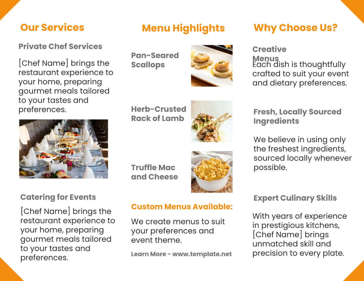 Free Chef Brochure Template to Edit Online
