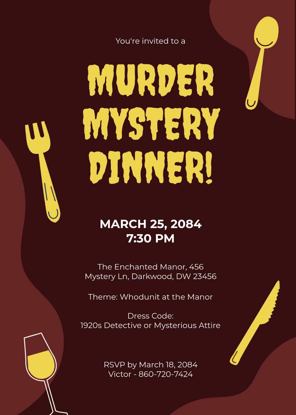 Free Murder Mystery Dinner Invitation Template - Edit Online & Download