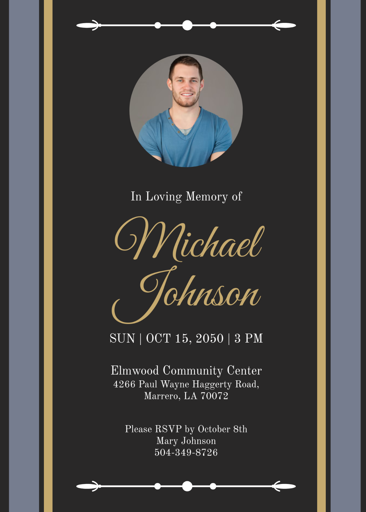 Professional Funeral Reception Invitation Template - Edit Online & Download