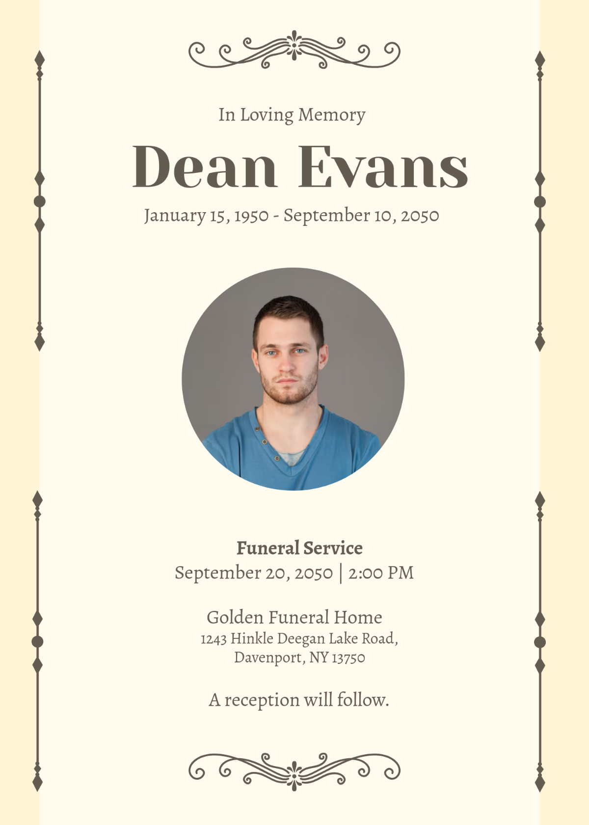 Minimalist Funeral Invitation Template - Edit Online & Download