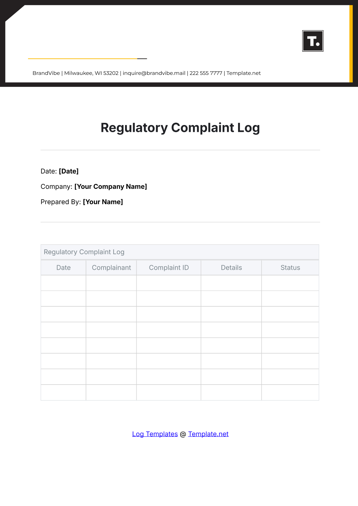 Regulatory Complaint Log Template - Edit Online & Download