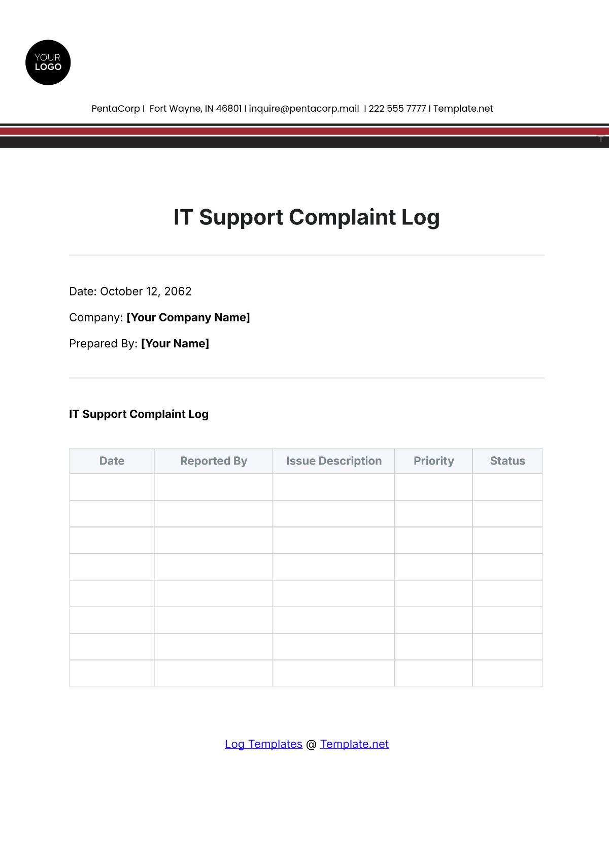 IT Support Complaint Log Template - Edit Online & Download