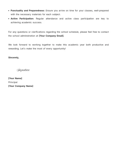 Free School Schedule Notice for Student Template to Edit Online