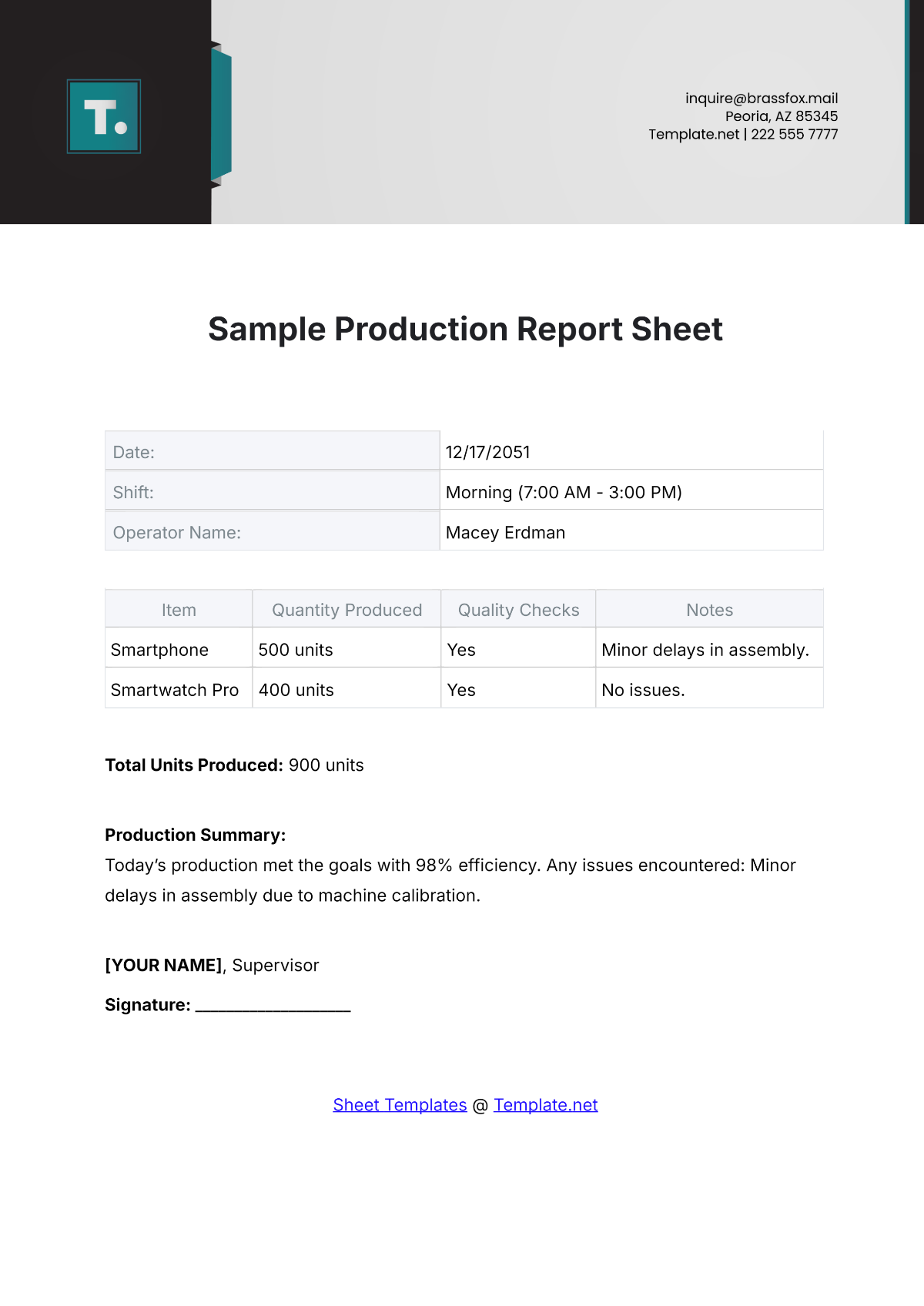 Sample Production Report Sheet Template - Edit Online & Download