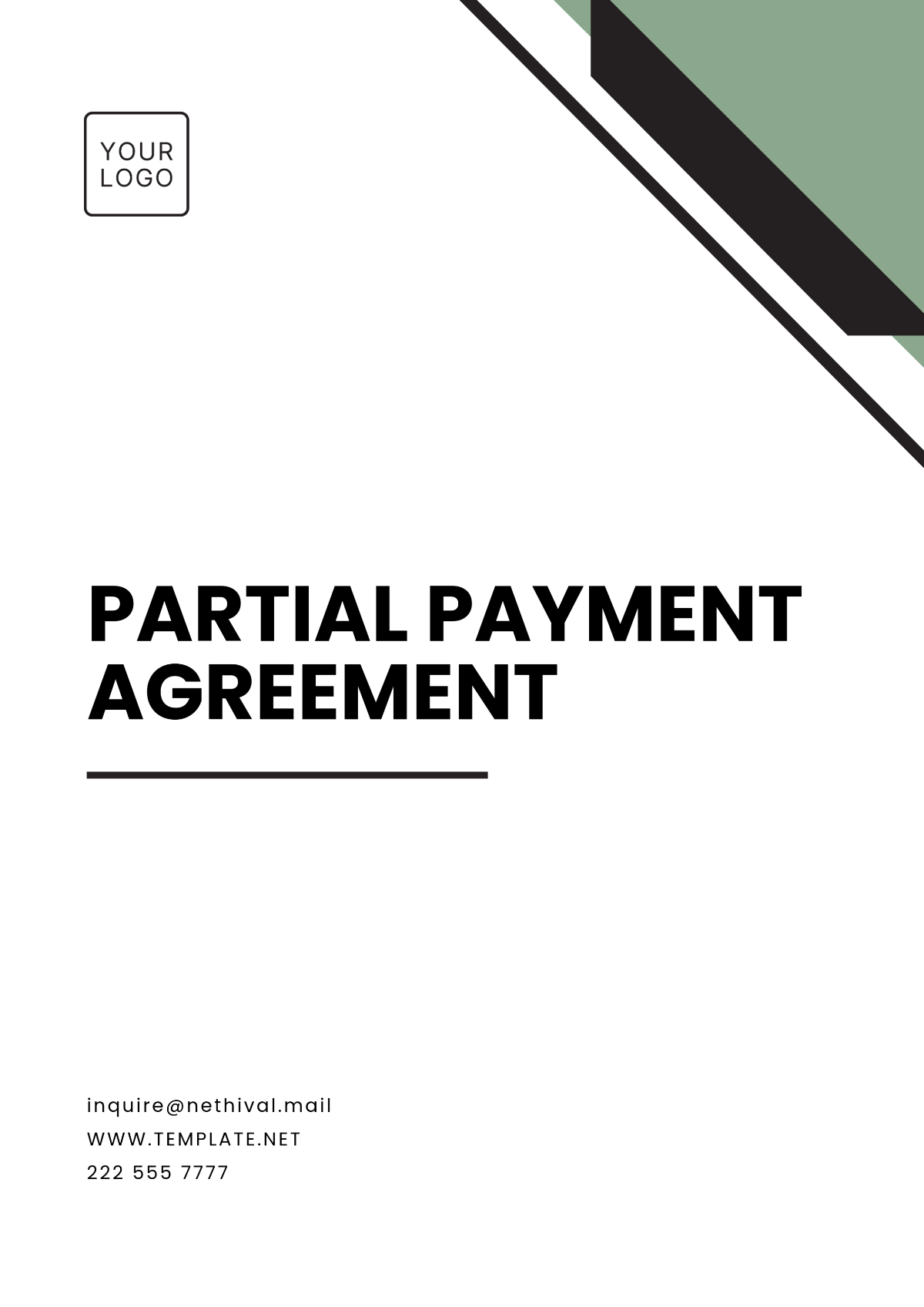 Partial Payment Agreement Template - Edit Online & Download