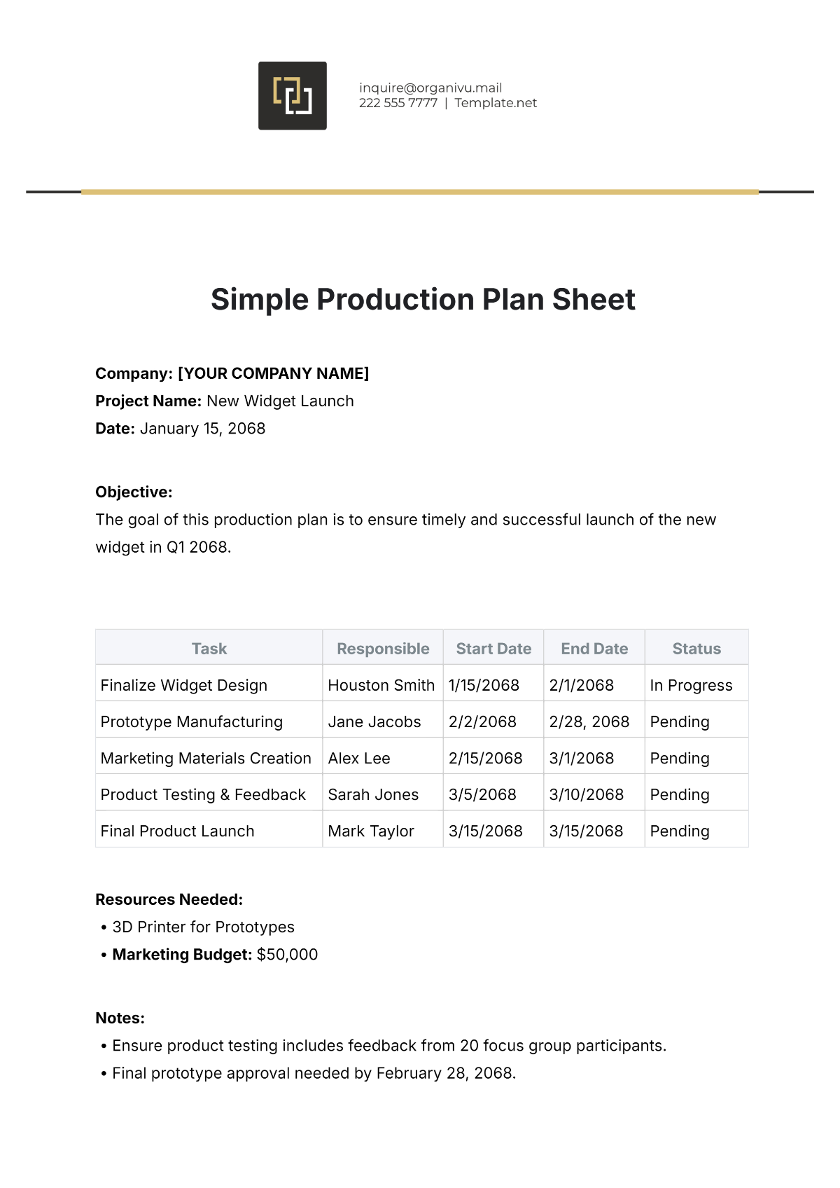 Free Printable Food Production Sheet Template - Edit Online & Download ...