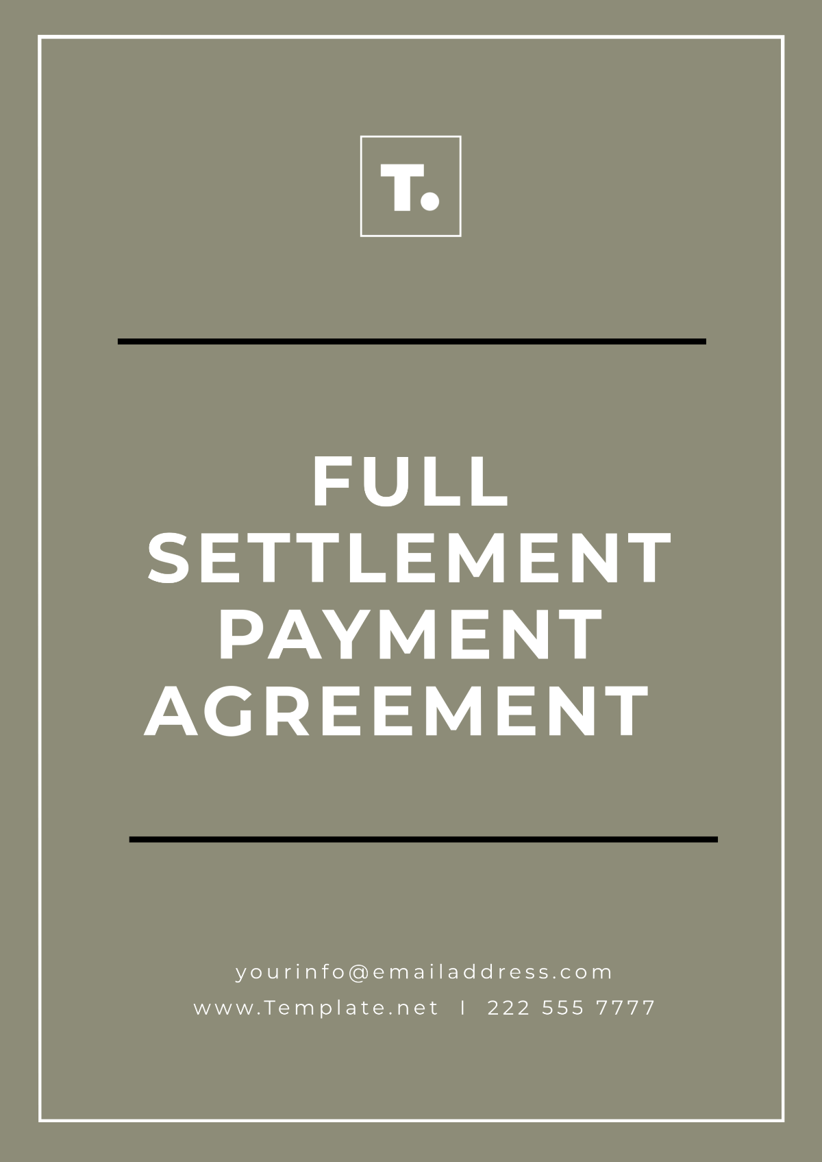 Full Settlement Payment Agreement Template - Edit Online & Download