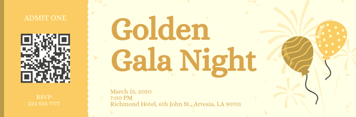 Golden Invitation Ticket Template - Edit Online & Download