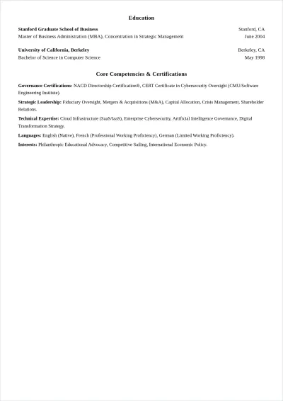 Free Board of Director ATS Resume Template, AI Resume Builder