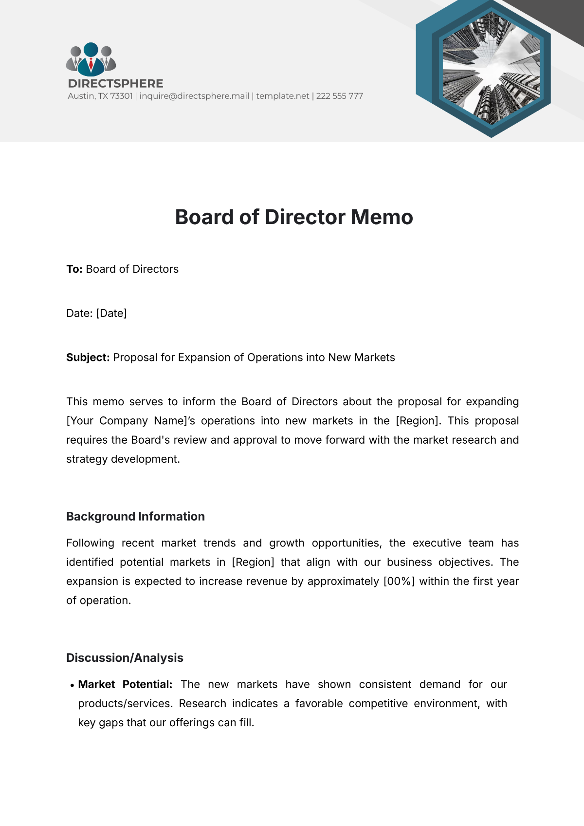 Board of Director Memo Template - Edit Online & Download