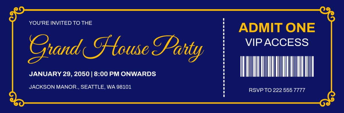 Free VIP Party Invitation Ticket Template - Edit Online & Download