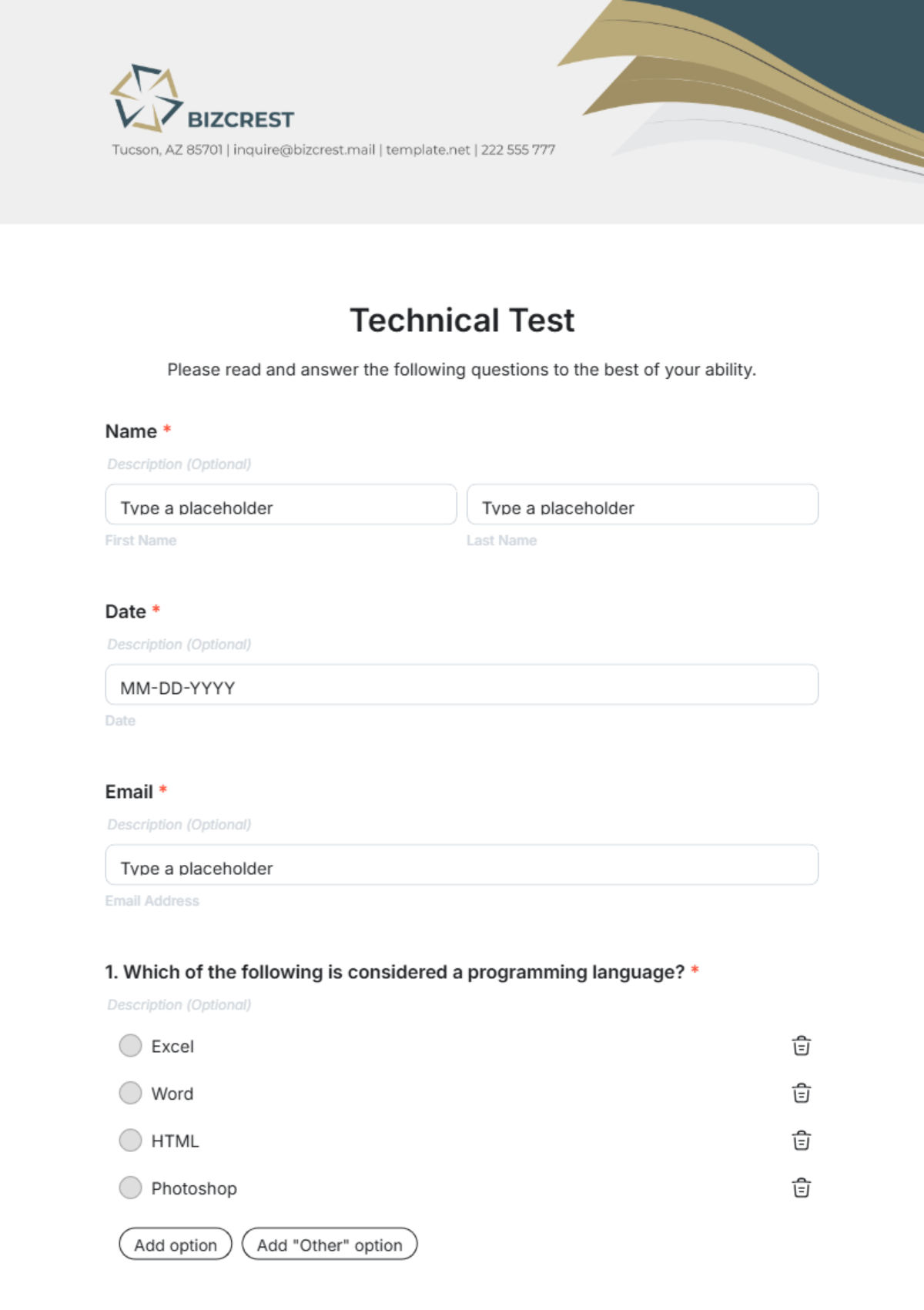 Technical Test Template - Edit Online & Download