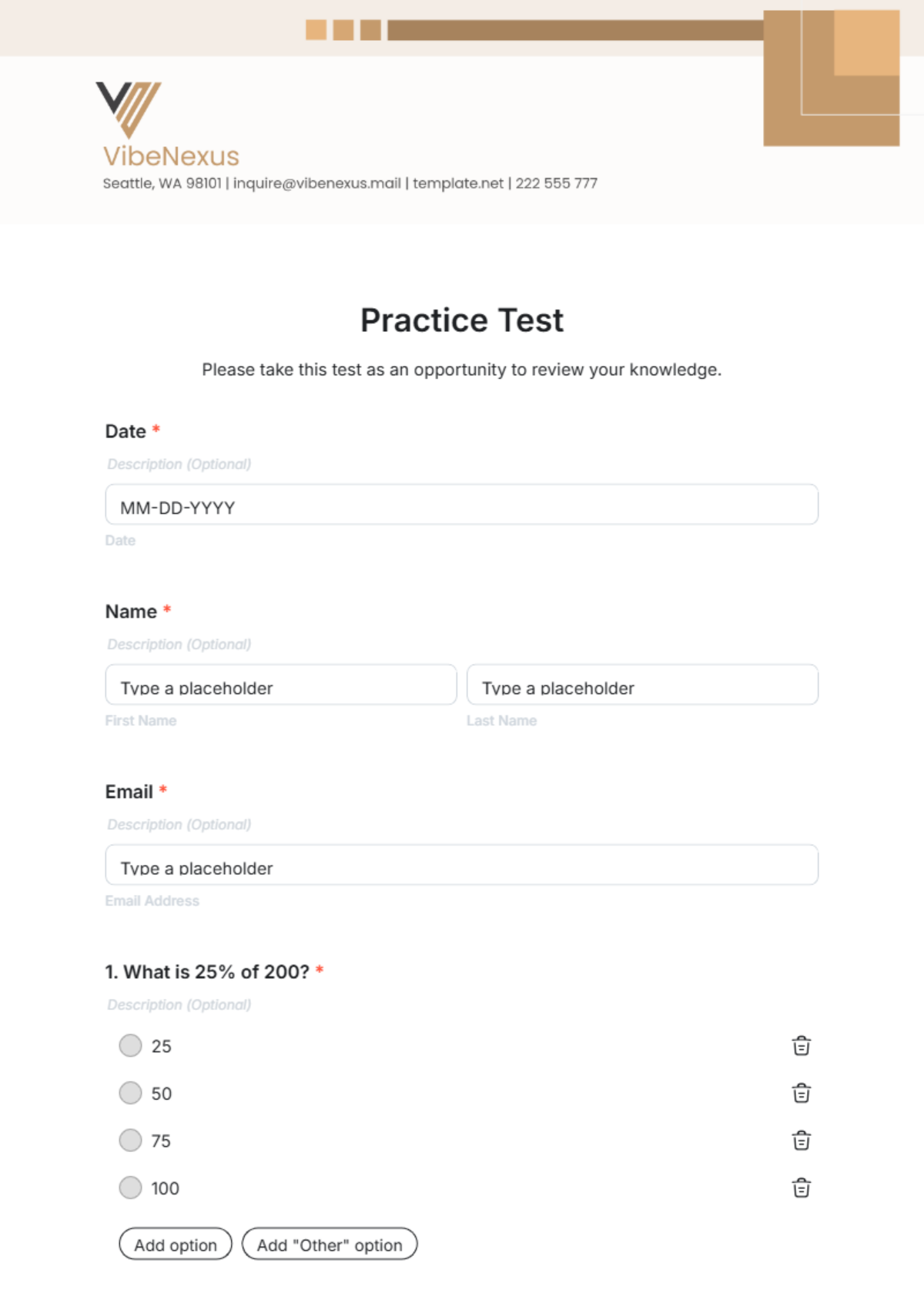 Practice Test Template - Edit Online & Download