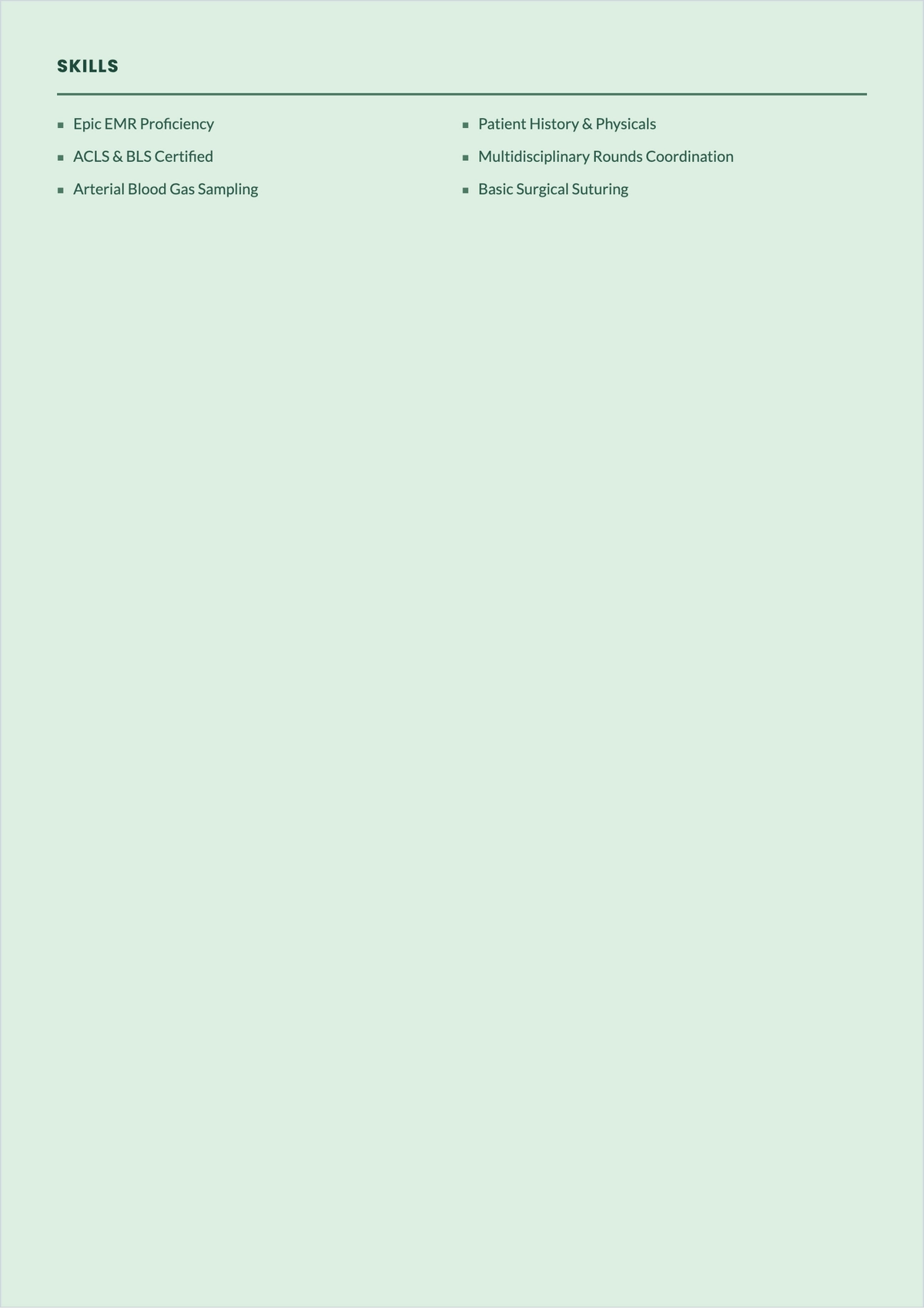 Free Medical Internship ATS Resume Template, AI Resume Builder