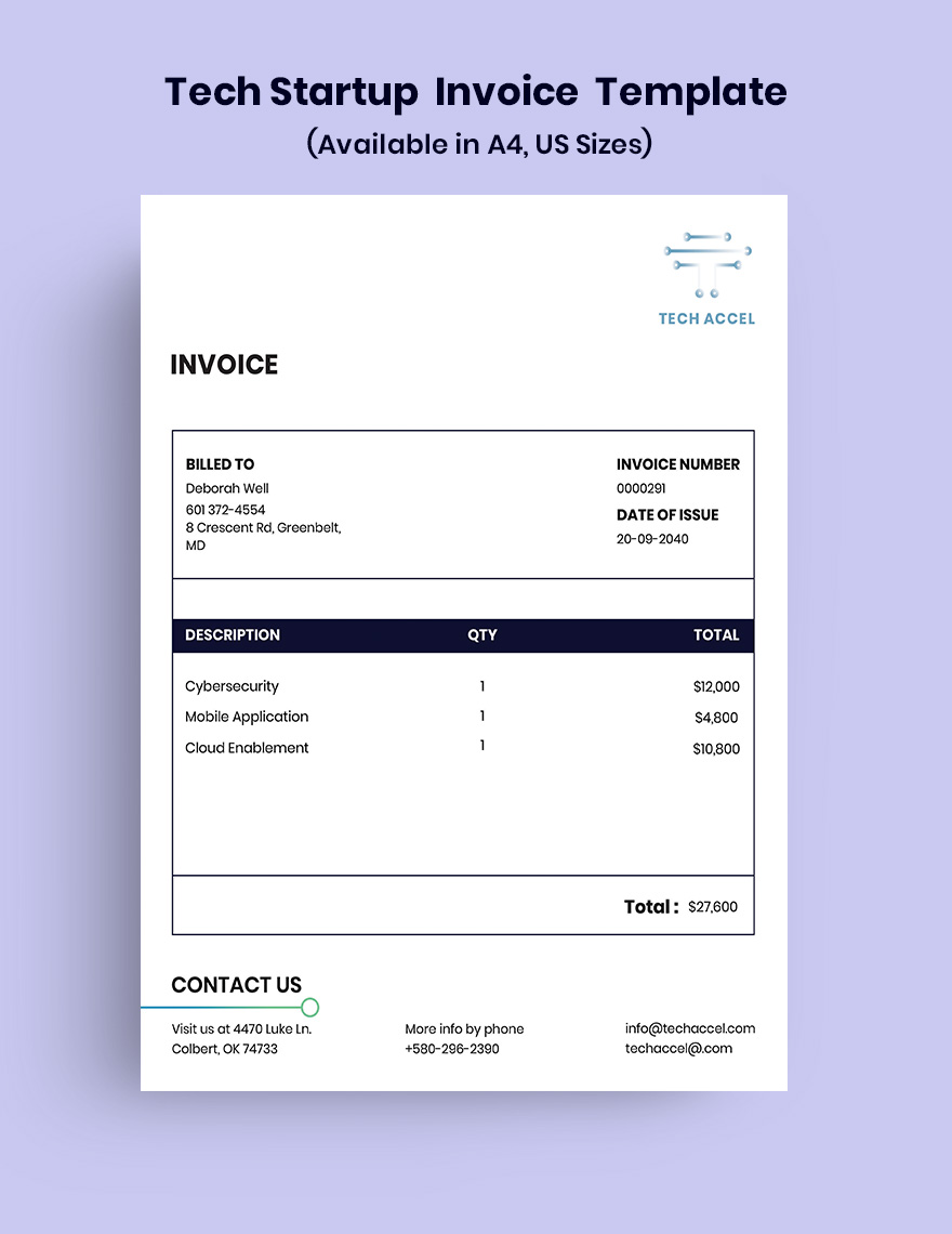 Tech Startup Invoice Template