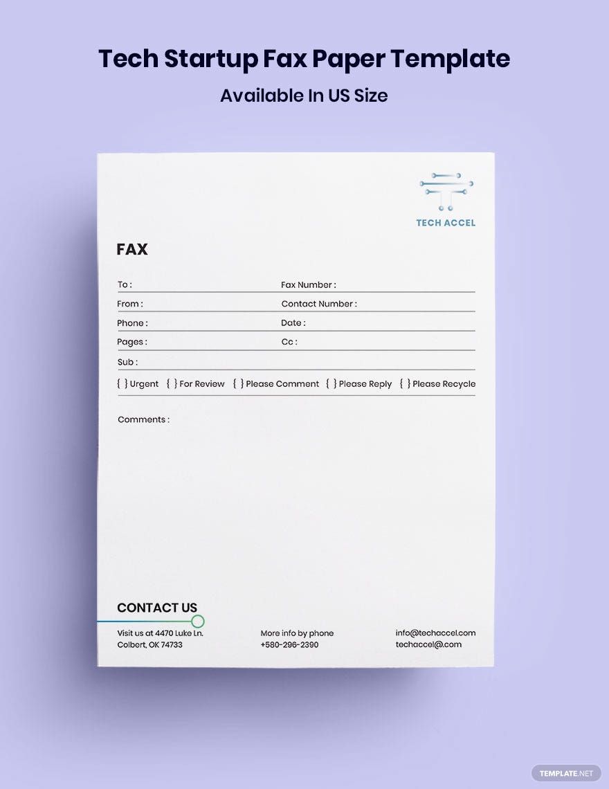 Tech Startup Fax Paper Template