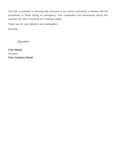 Free Emergency School Drill Notice Template to Edit Online