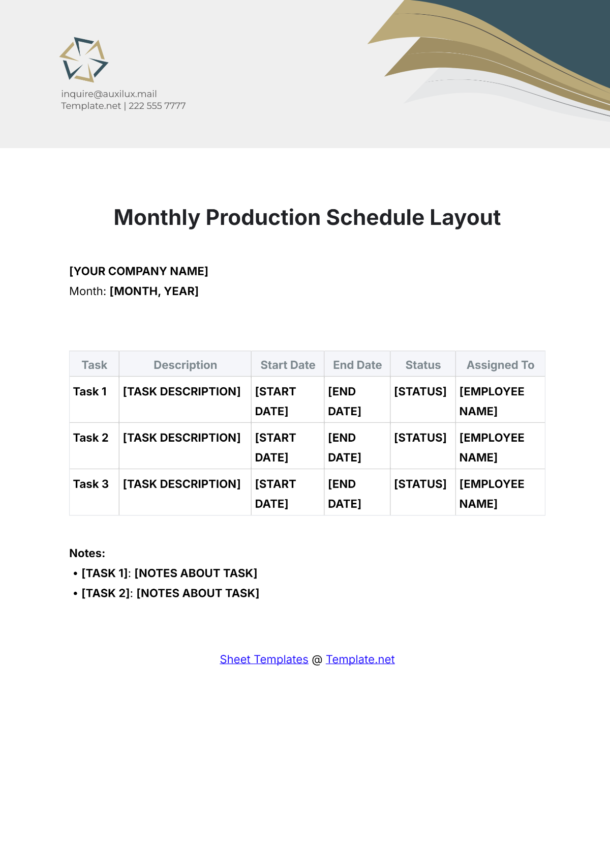 Monthly Production Schedule Layout Template - Edit Online & Download