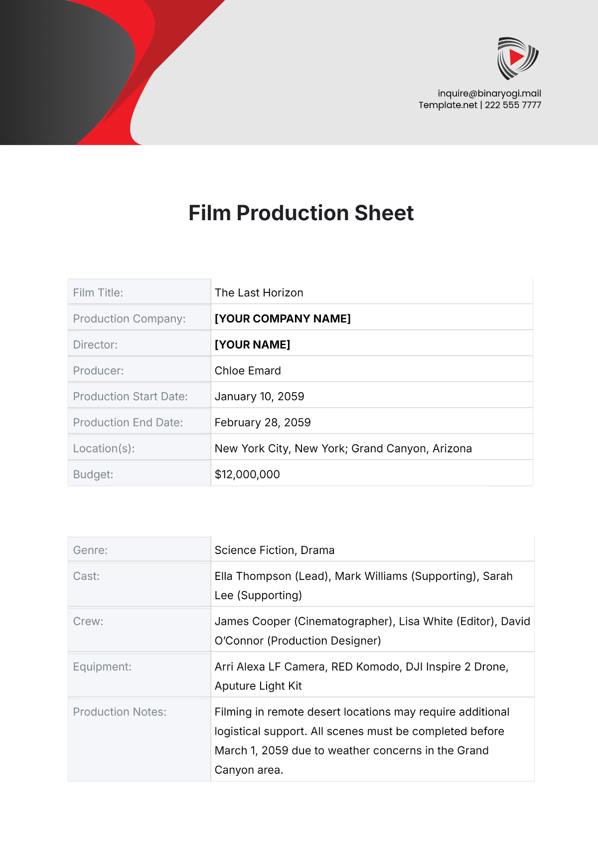 Free Production Templates To Edit Online Free Production Templates To Edit Online