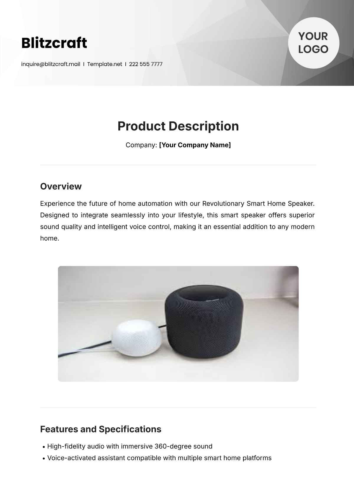 Product Description Template - Edit Online & Download