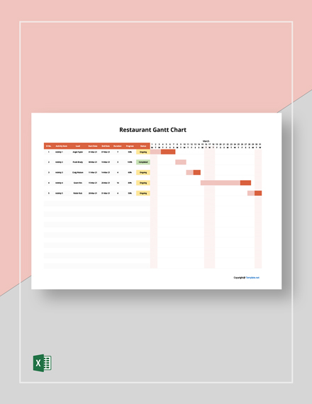 FREE Sales Activity Gantt Chart Template - PDF | Word (DOC) | Excel ...