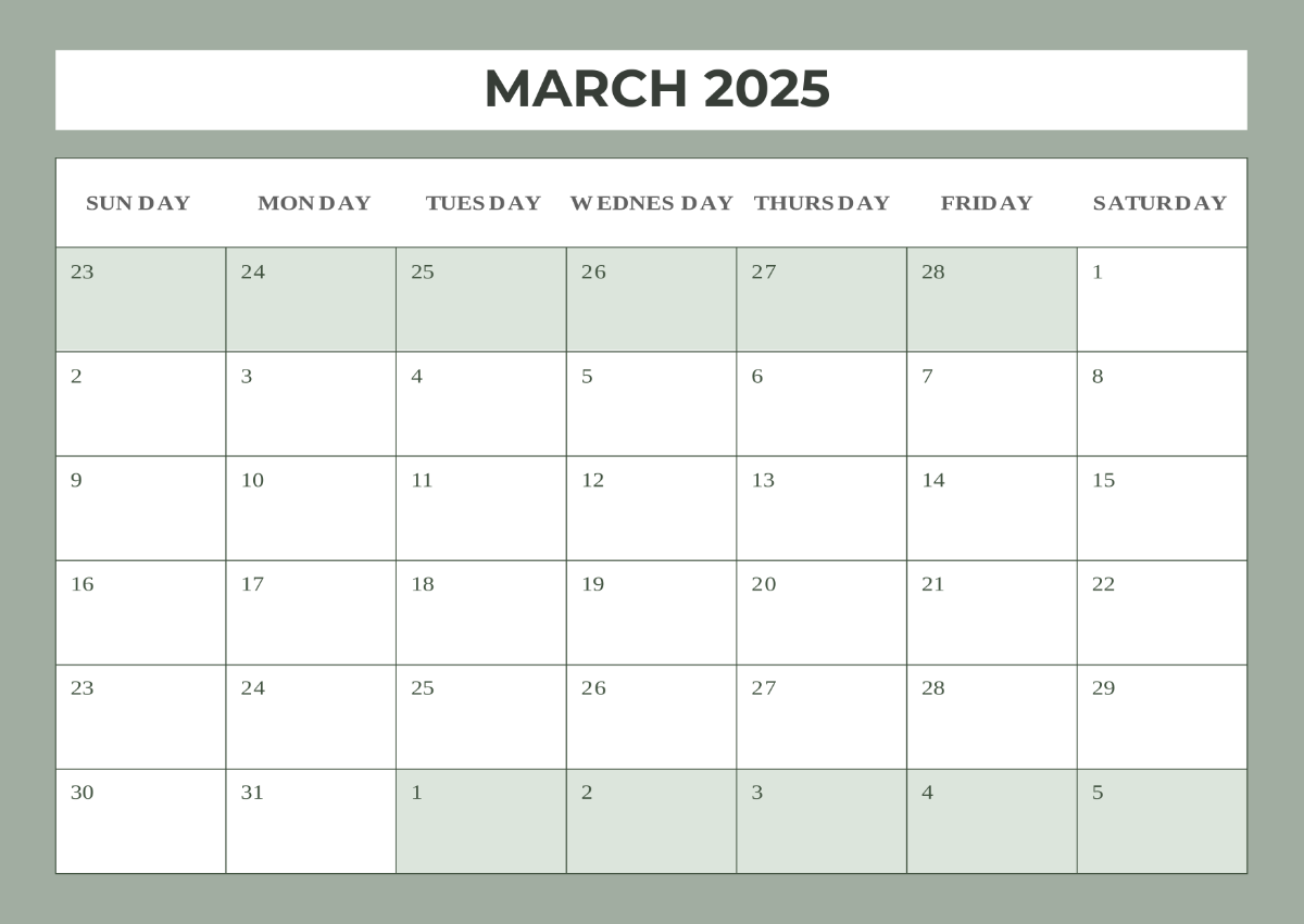 Printable March 2025 Calendar Template - Edit Online & Download