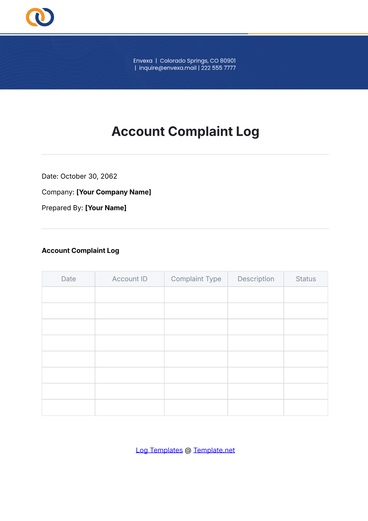 Account Complaint Log Template - Edit Online & Download