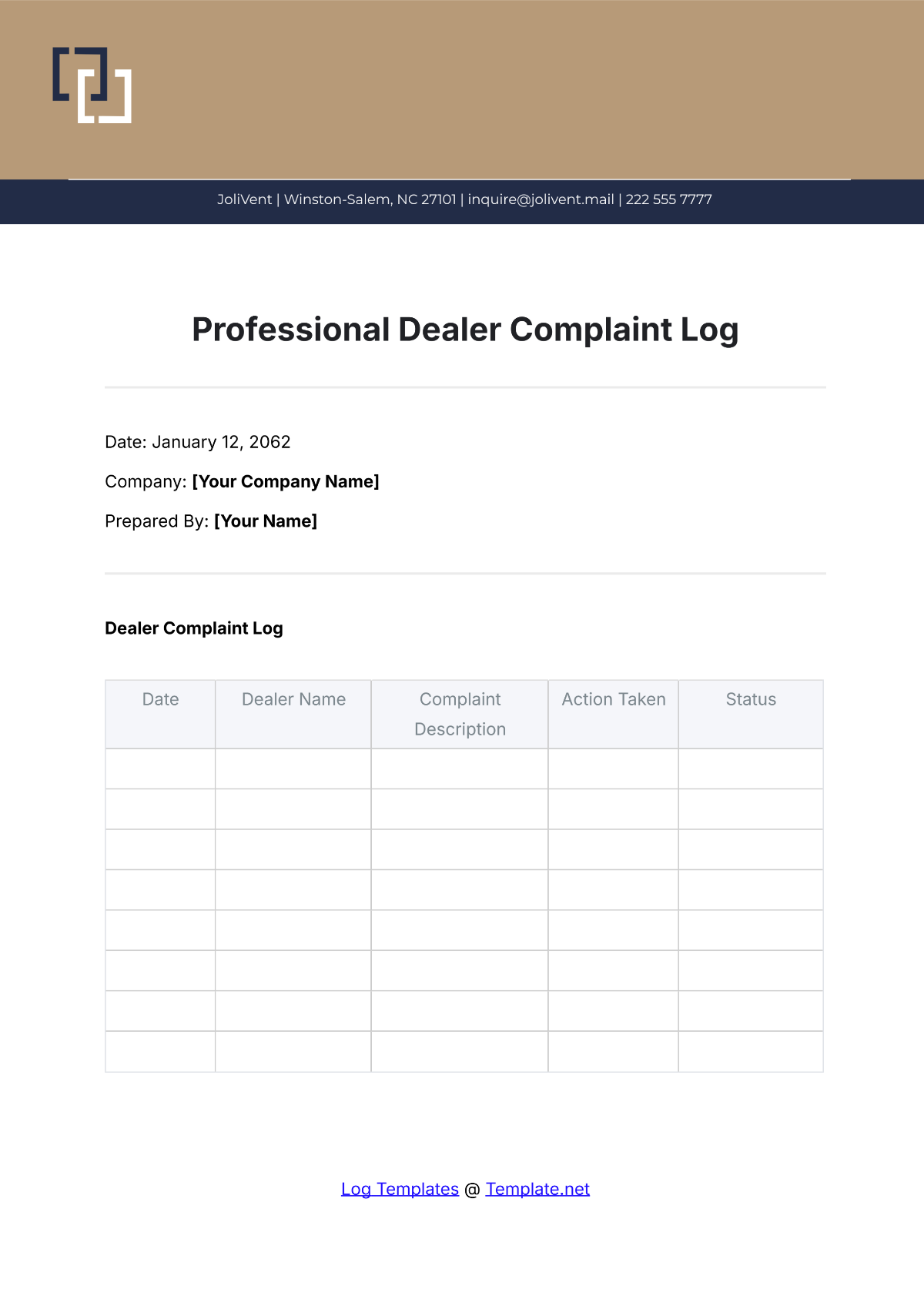 Professional Dealer Complaint Log Template - Edit Online & Download