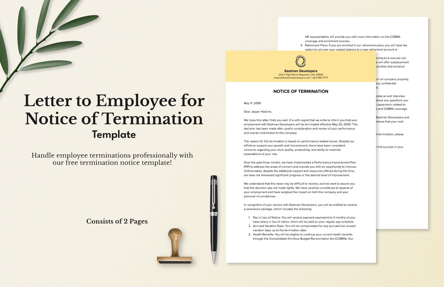 Free Letter To Employee For Notice Of Termination