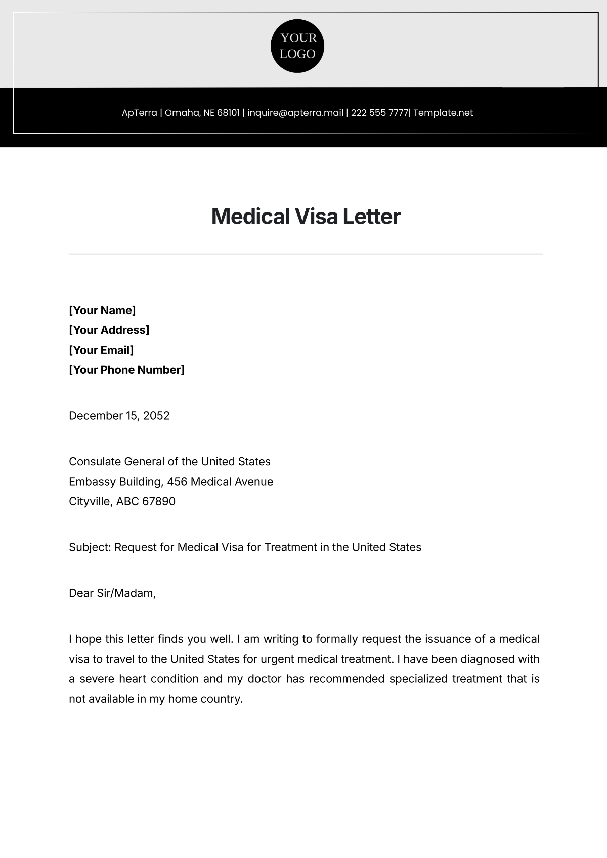 Medical Visa Letter Template