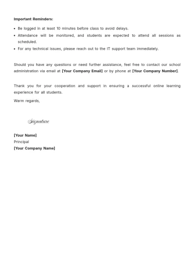 Free Online Class Schedule School Notice Template to Edit Online