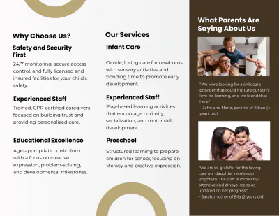 Free Child Care Brochure Template to Edit Online