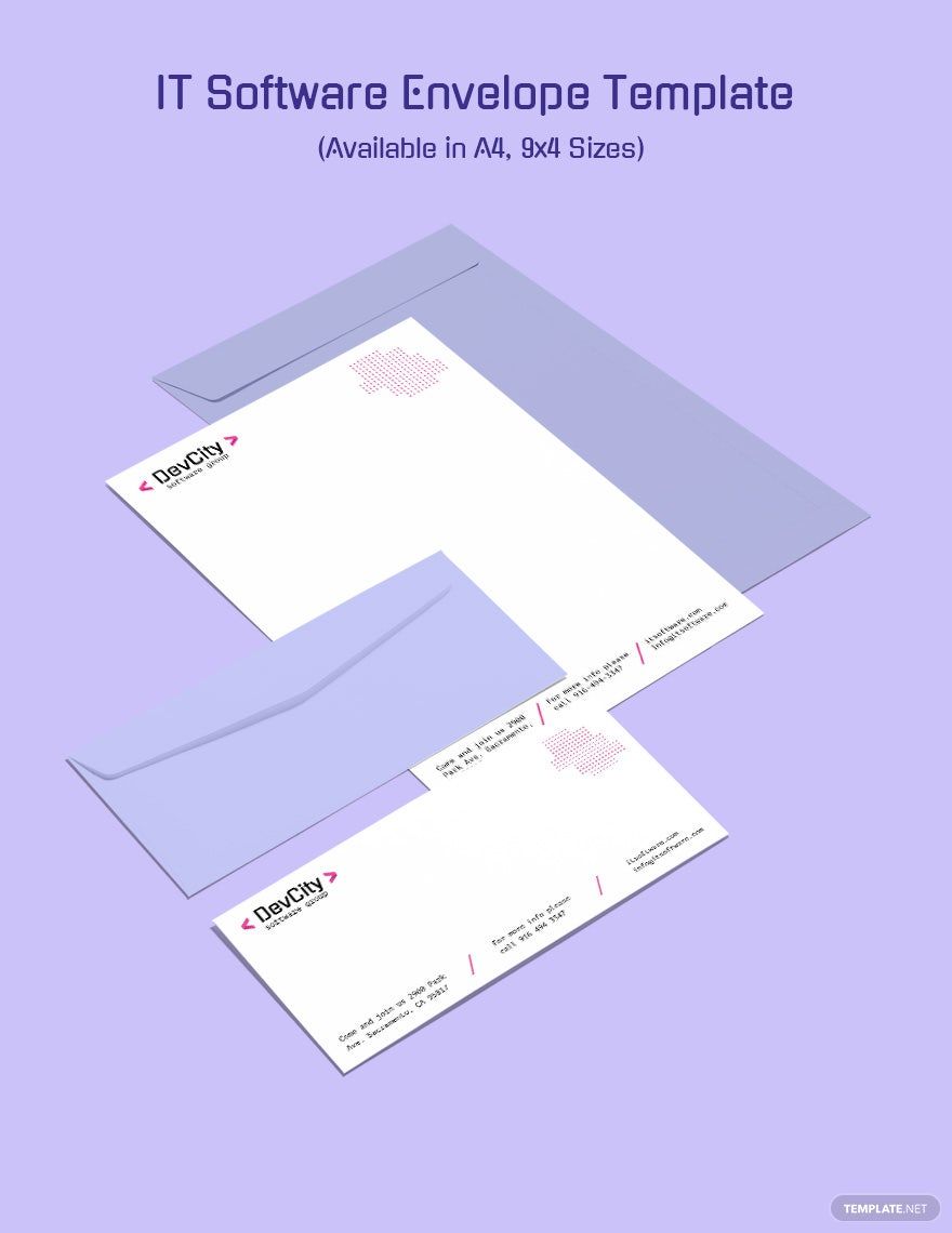 IT Software Envelope Template in Word, Illustrator, PSD, Publisher, InDesign