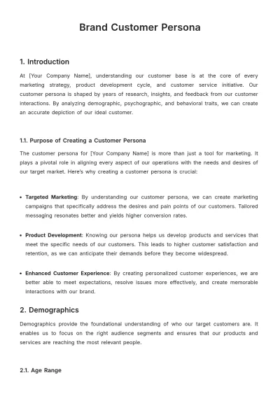 Free Brand Customer Persona Template to Edit Online